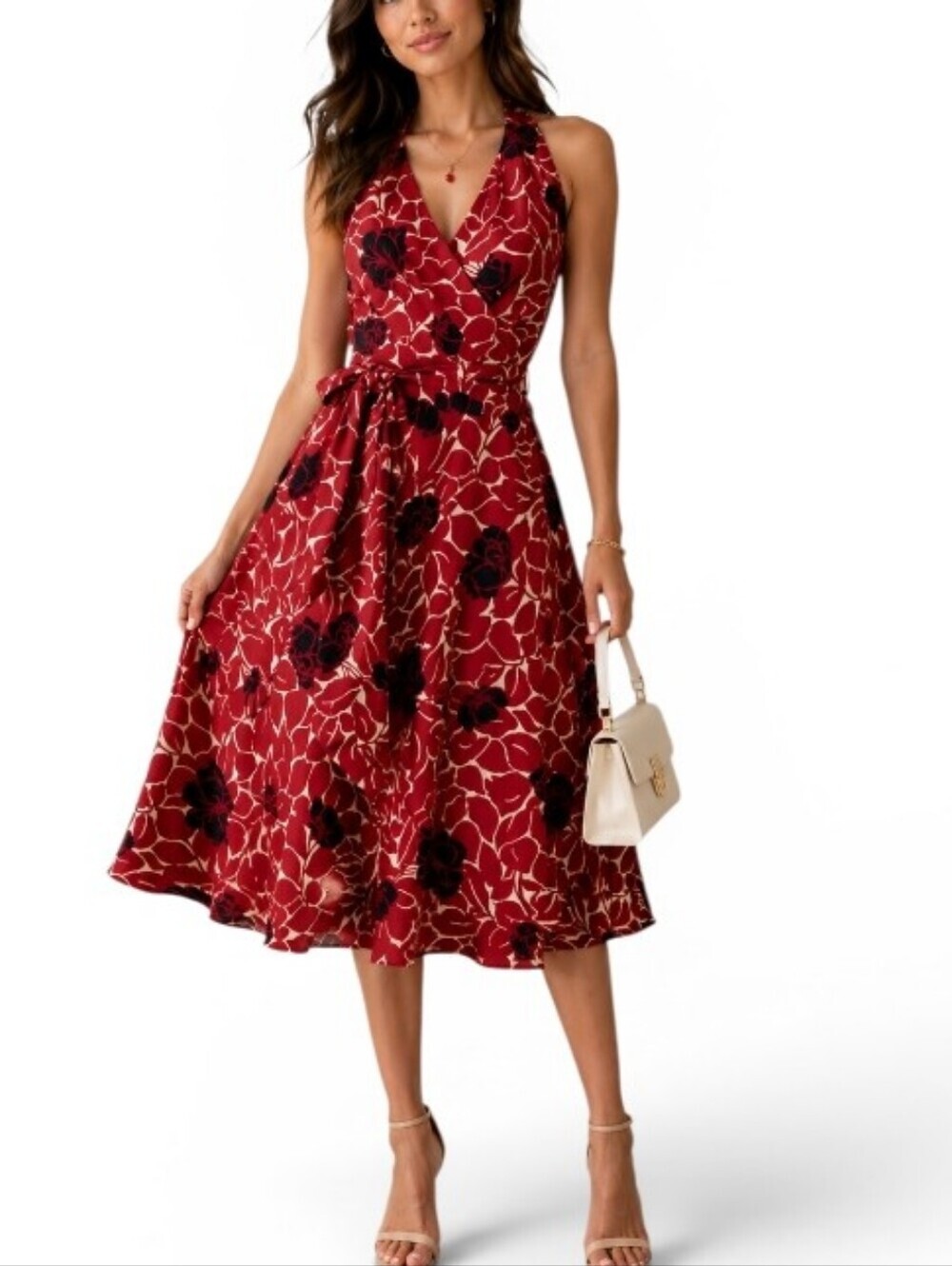 Ann Taylor~Size 2~Burgundy/Black Floral Silk Dress